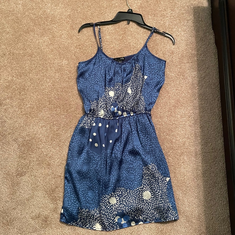 Aqua Summer Floral Mini Dress